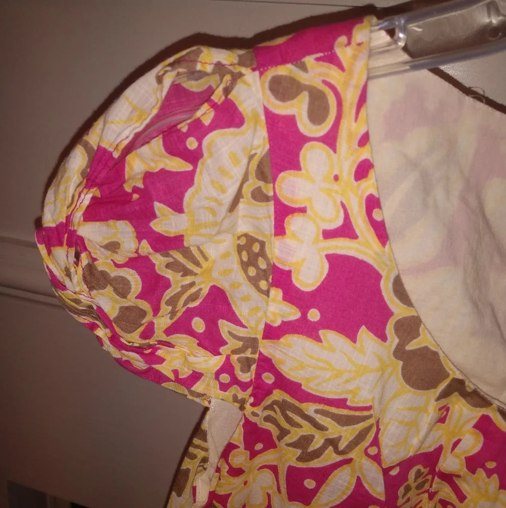 J.Crew brand cotton Cap Sleeve Pink Yellow Floral size 2